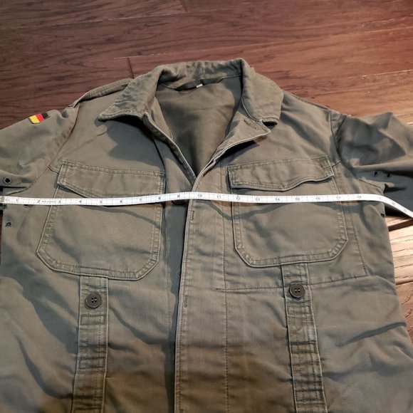Vintage German Military Shirt Mens Green Long Sleeve Germany Pockets Army Size 5 - Picture 5 of 8